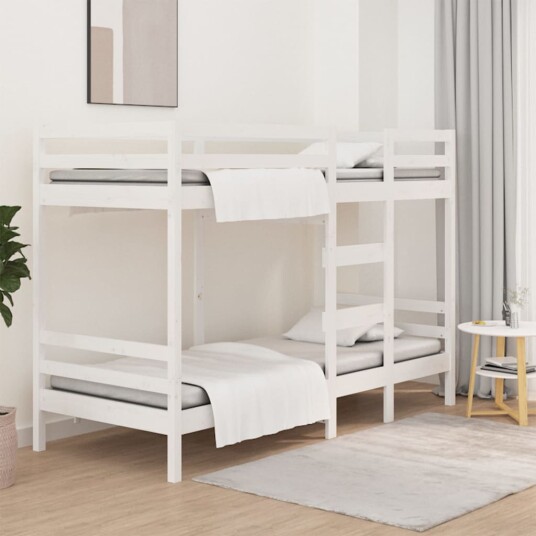 Vidaxl Køyeseng hvit 90x190 cm heltre furu Vidaxl Køyeseng hvit 90x190 cm heltre furu