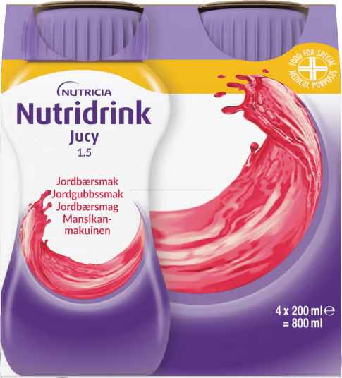 Nutridrink Jucy Næringsdrikk Jordbær 4x200 ml Nutridrink Jucy Næringsdrikk Jordbær 4x200 ml