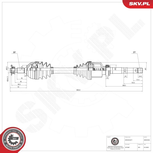 Esen Skv Drivaksel ESEN SKV 40SKV025 Esen Skv Drivaksel ESEN SKV 40SKV025