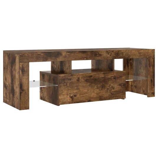 vidaXL TV-benk med LED-lys røkt eik 120x35x40 cm