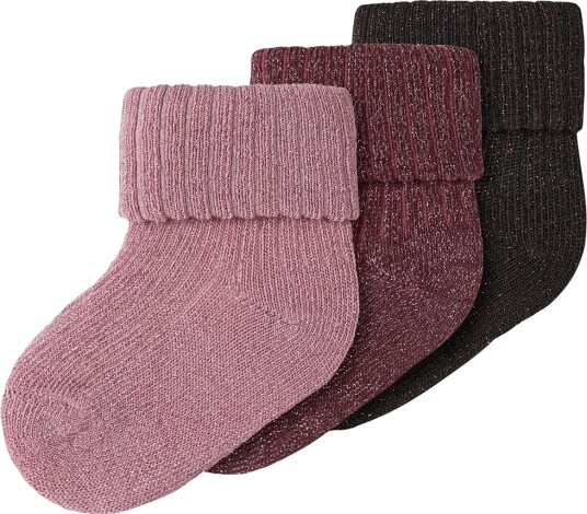 Name It Sokker 3 pack NbfNobba Glitter Syrin/Wild Går Name It 74/80 Sokker Bordeaux Brun Rosa Svart 74 80