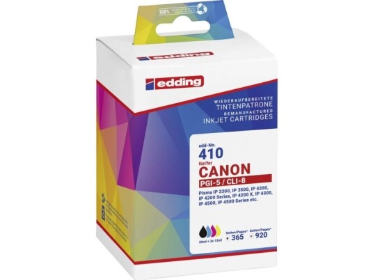 Edding Blæk Erstatter Canon Pgi-5Bk+Cli-8Cmy Kompatibel Sort Cyan Magenta Gul Edd-410 18-410-01