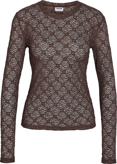 Noisy May Curve Topp Nmjudith L/S Lace Top Curve Natur