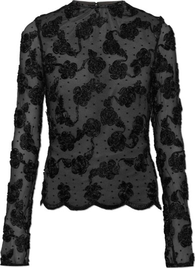 ROTATE Flower Mesh Ls Top   Black   40