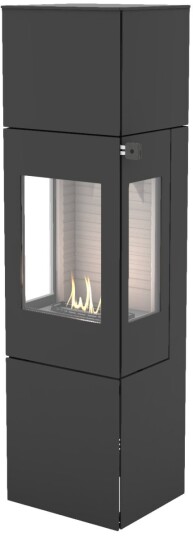Nexo 160 svart frittstående biopeis med sideglass og ståldør Nexo 160 svart frittstående biopeis med sideglass og ståldør