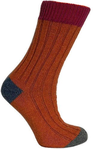 Clemente Merinoull Sokker Cerise/oransje   Str. 43/46