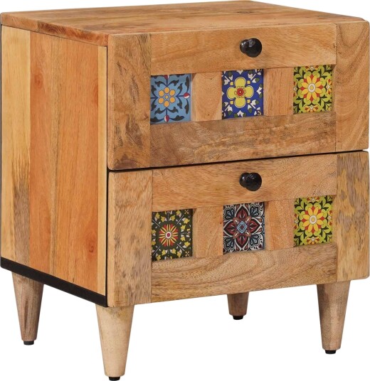  Nattbordskap Naturlig 40 x 33,5 x 46 cm Massiv mango tre