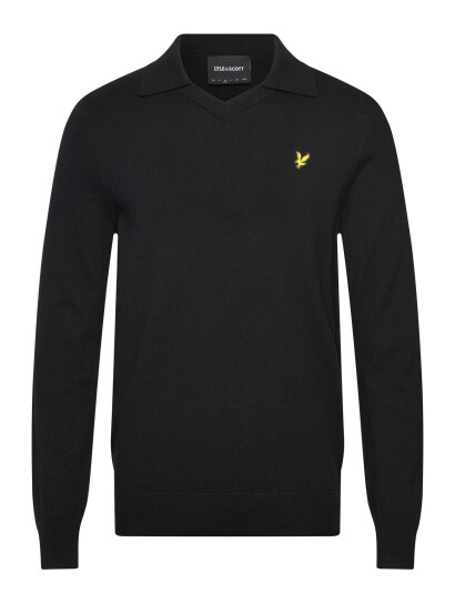 Lyle & Scott Cotton Merino Football Collar Jumper - Black - S Lyle & Scott Cotton Merino Football Collar Jumper - Black - S
