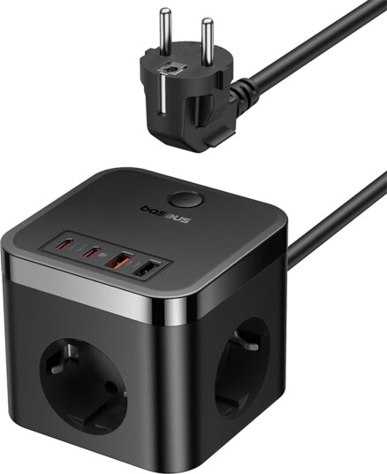 Baseus PowerCombo 30W Vegglader med 3 USB-A og 2 USB-C 1,5m