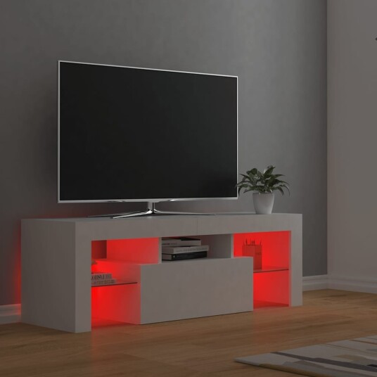vidaXL TV-benk med LED-lys hvit 120x35x40 cm