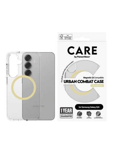 CARE by PanzerGlass Urban Combat Transparent Mobildeksel for Samsung Galaxy S25 - Qi Kompatibel