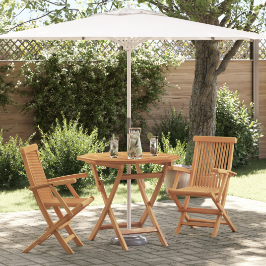 3-delt Sammenleggbar Hage Bistro Set Solid Tre Akasie