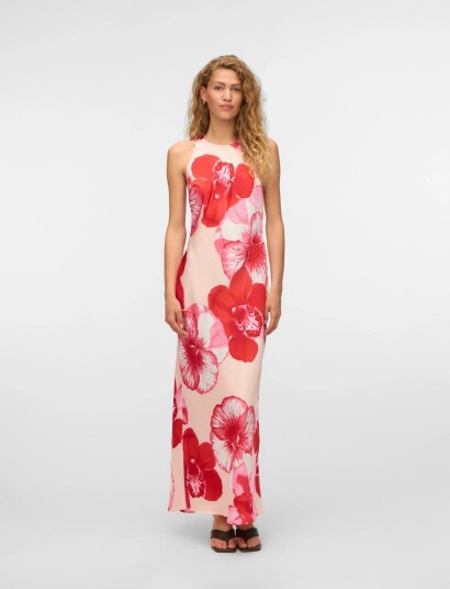 Vero Moda Vmreba Hibisca Ankle Sl Dress Wvn   Pink   XS