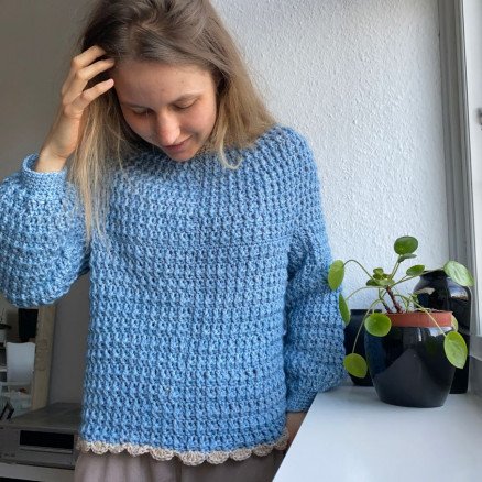 Lily's Sweater Rito Krea Sweater Hekleoppskrift str XS XL