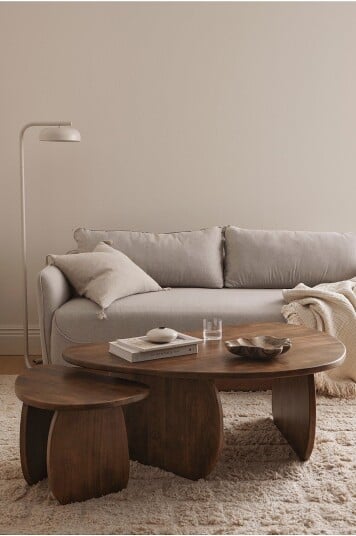 Ellos Home Salongbord Mushroom sett med 2 stk Brun