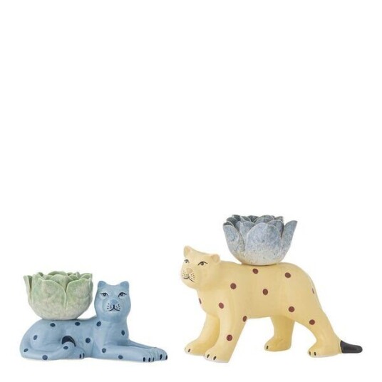 Bloomingville Rory 2 stk lysestake 13,5 cm blå Bloomingville Rory 2 stk lysestake 13,5 cm blå