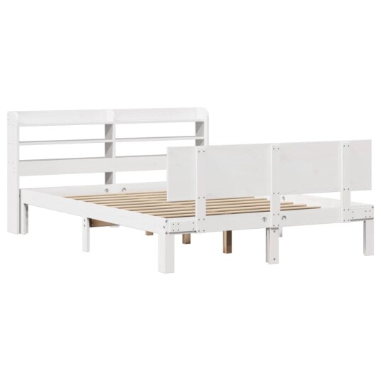 Sengeramme med hodegavl hvit 160x200 cm heltre furu 3306832