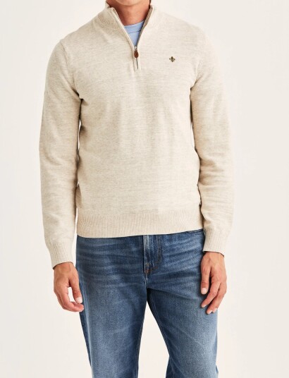Morris Randall Half Zip   Beige   S