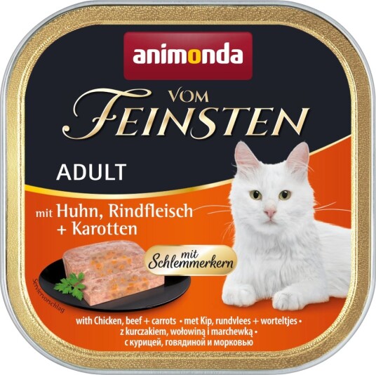 Animonda Vom Feinsten Våtfôr Adult Med Gourmetfyll Og Gulrot Kylling Okse 6 X 100 G