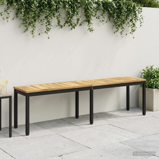 vidaXL Hagebenk 161 x 35 x 45 cm Solid akasietre Hvit og svart