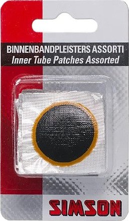 Reparasjonssett Simson for sykkelslange 9 stk 22/25/33 mm og ovale For bruk med vulkaniseringslim