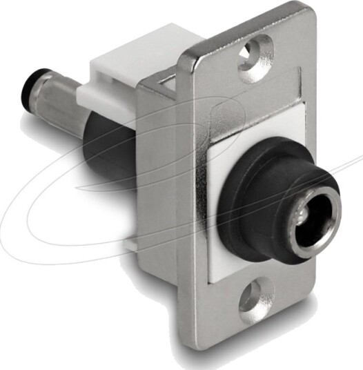 Delock Strømkoblingsadapter Dc Jack 5,5 Mm X 2,5 Mm Hunn Skott Til Dc Jack 5,5 Mm X 2,5 Mm Hann Panel Mount Sølv Hvit Svart