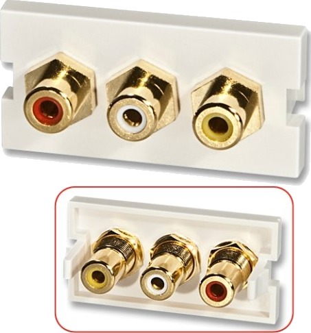 Lindy 3 X Phono Snap-In Block 3Xrca 3Xrca Hvit