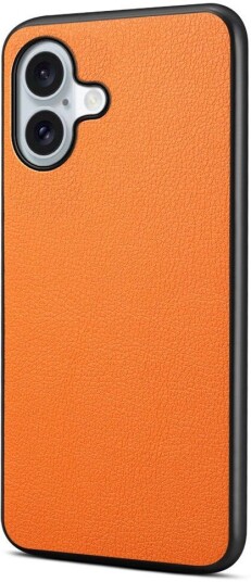 EIDERWOOD iPhone 17 Hybrid Plast Deksel med Skinntekstur – Oransje