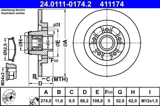 Bremseskive ATE 24.0111-0174.2