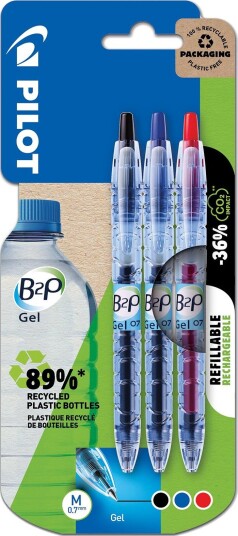 Pilot B2P Gel 566083 Penn 0,7 mm, 3-pakk, Markere & markører Pilot B2P Gel 566083 Penn 0,7 mm, 3-pakk, Markere & markører