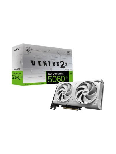 MSI GeForce RTX 5060 Ti VENTUS 2X OC WHITE PLUS 16GB GDDR7 RAM Grafikkort MSI GeForce RTX 5060 Ti VENTUS 2X OC WHITE PLUS 16GB GDDR7 RAM Grafikkort