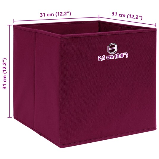 vidaXL Oppbevaringsbokser 10 stk mørkerød 32x32x32 cm stoff vidaXL Oppbevaringsbokser 10 stk mørkerød 32x32x32 cm stoff