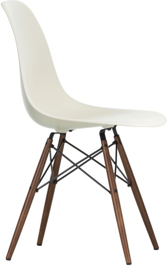 Vitra - Eames Plastic Chair Dsw 11 Pebble Dark Maple Spisestoler Charles & Ray Hvit Metall/tre/plast