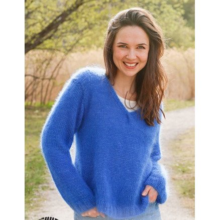 Cornflower Blues by DROPS Design Genser Strikkeoppskrift str S XXXL