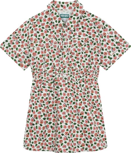 Kenzo Kjole Denim Ivory/Rosa m. Blomster Kenzo 12 år 152 Kjole Hvit