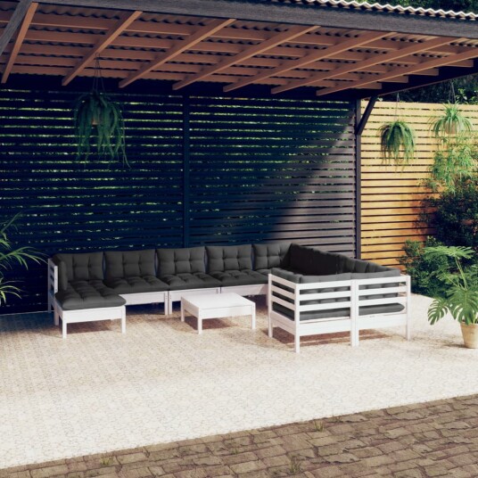  Hagesofagruppe med puter 11 deler hvit heltre furu 3097038