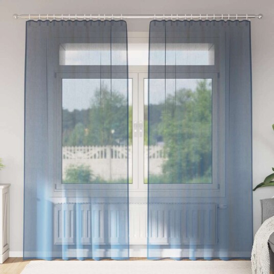Voile gardiner med hemper 2 stk kongeblå 140x245 cm 8721158553201