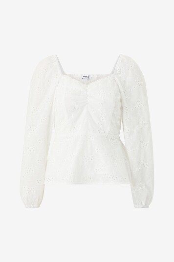 Bubbleroom   Bluse Broderie Anglaise   Hvit