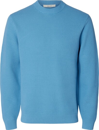 Selected Slmdane Ls Knit Structure Crew Neck Noos - Blue - S