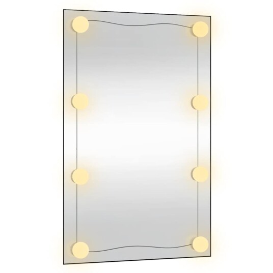 vidaXL Veggspeil med LED-lys 50x80 cm glass rektangel