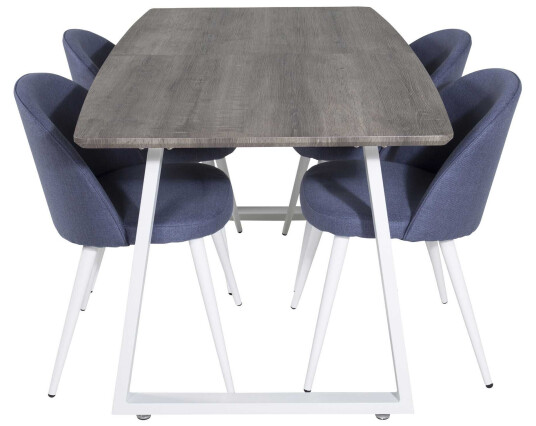 Venture Design Inca & Velvet spisegruppe Grå/blå 4 st stoler & bord 160 x 85 cm