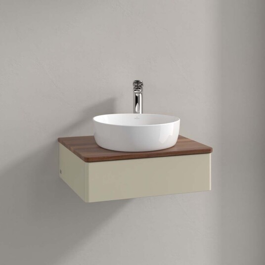 Villeroy & Boch  Antao Servantskap med 1 skuff 60x50x19 cm u/lys Grå Matt/Valnøtt