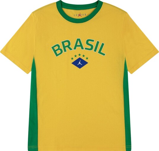 Jordan T skjorte Brasil Varsity Mais m. Trykk Jordan 8 10 år 128 140 T skjorte Gul
