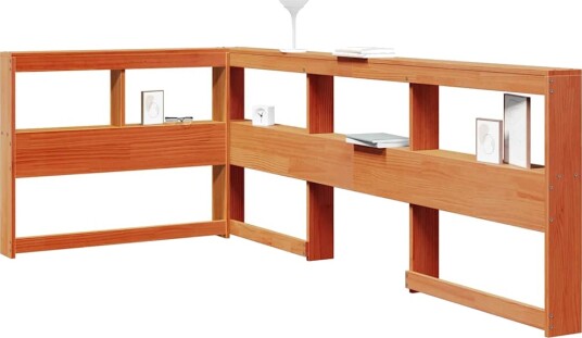 Bokhylle sengegavl L-formet voksbrun 90 cm heltre furu 8721158637505 Bokhylle sengegavl L-formet voksbrun 90 cm heltre furu 8721158637505