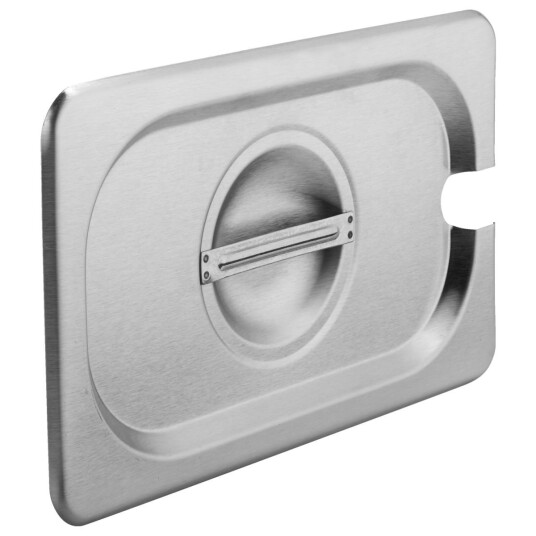 PULSIVA Kantinelokk GN 1/4 Profi med hull for skje 1/4; Størrelse GN 1/4, 26.5x16.2 cm (LxB); Stålgrå