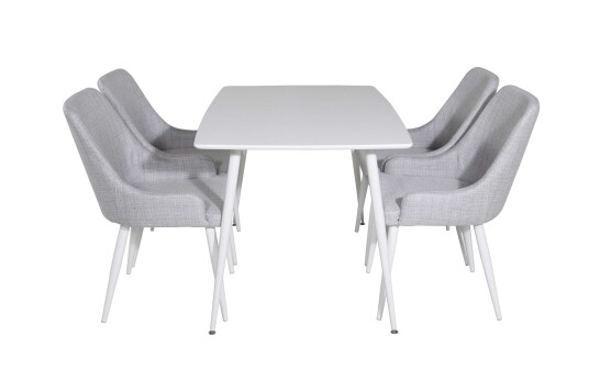 Venture Design Polar & Plaza spisegruppe Hvit/grå 4 st stoler & bord 120 x 80 cm