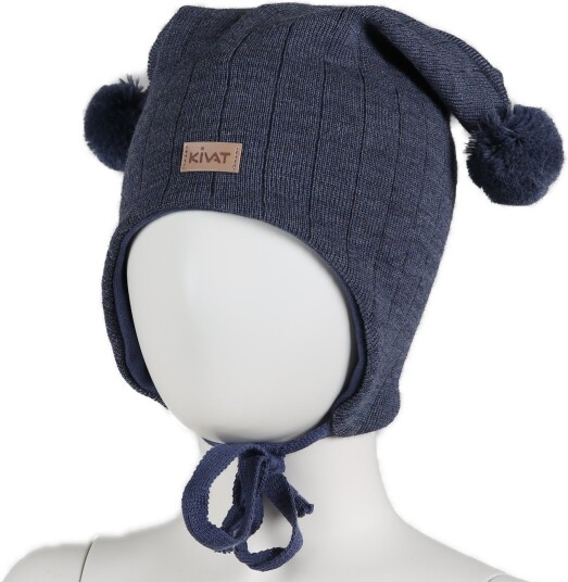 Kivat Lue i Ull Med Dusker Rib Blue Melange 3 (5-8år)