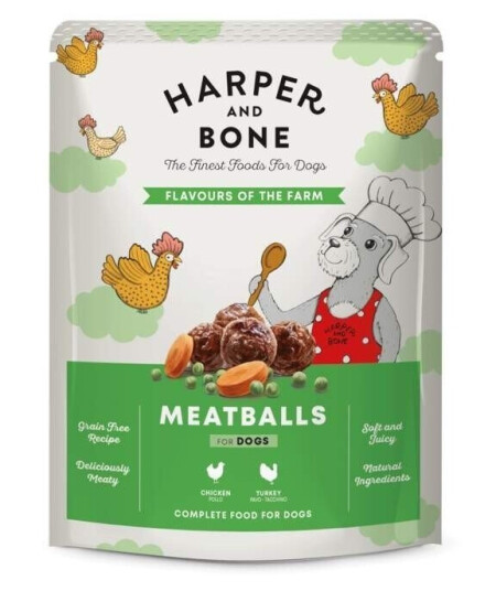 Harper And Bone Dog Pouch Flavours Farm Kjøttboller