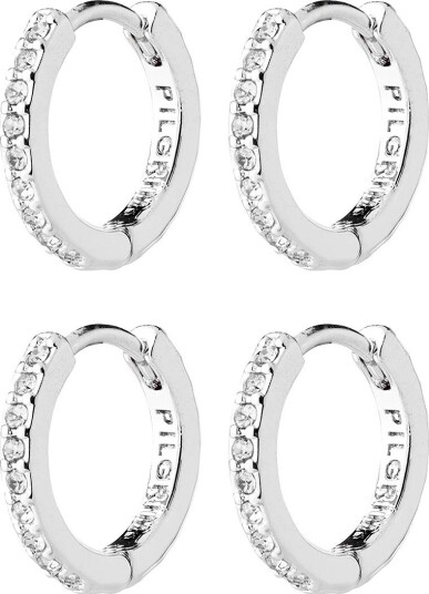Pilgrim Root Earrings 2 In 1 Set Silver Plated SILVER PLATED One Size Pilgrim Root Earrings 2 In 1 Set Silver Plated SILVER PLATED One Size