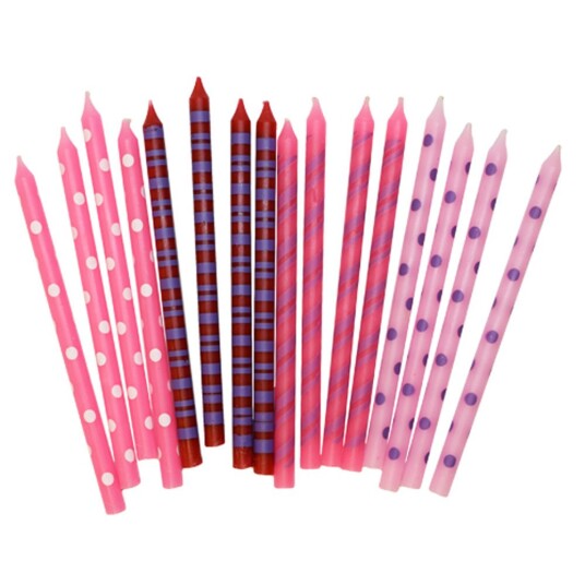 Bursdagskakelys Rosa farger 16 stk